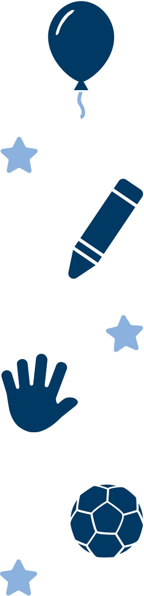 Ballon, Pencil, a hand, a football and Stars illustrations